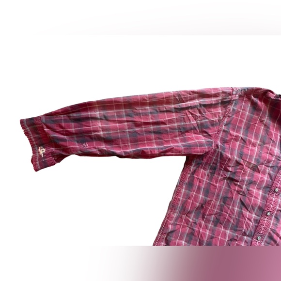 Carhartt Red Plaid Y2K Acid Washed Grunge Western Distressed Button Up Shirt - Picture 3 of 12